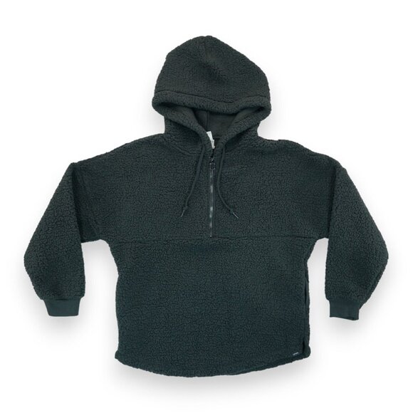NWT PINK Black Sherpa Half Zip Pullover Hoodie Women's Size Small MSRP $79 - Picture 1 of 5